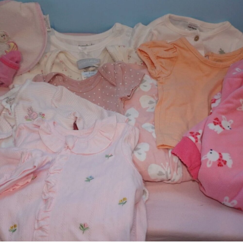 Baby girl clothes, new & gently used: bodysuits, outfit sets, socks, sleep sack